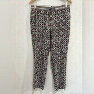New J.Jill Boho Relaxed Fit Casual Pants Geo Print Coastal Pull On Shabby Chic